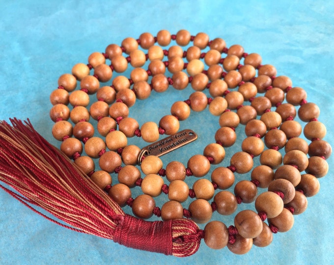 Natural Sandalwood Buddhist 108 Prayer Beads Necklace Healing Mala Beads Buddhist Rosary Wood Wooden Mala Beads Meditation Genuine Chandan