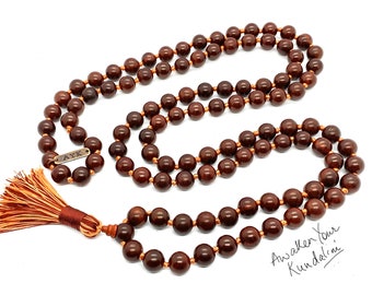 54+1 Rosewood Mala Beads Necklace, Genuine 12 mm Rosewood Mala Rosary, Wooden Red Half Mala, Energized Rosewood Quarter Mala, Buddhist Mala