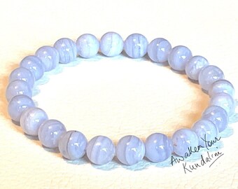 Blue Lace Agate bracelet - healing crystal bracelet - elastic bracelet - chakra stones - Blue Lace Agate jewelry - Blue Lace Agate stone