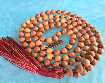 Energized Sandalwood Buddhist Prayer Beads  Healing Mala Beads, Buddhist Rossary, Wood Wooden Mala Beads, Mala Necklace, Meditation 108 Mala