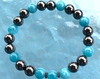 Aquamarine Minimalist Bracelet -Natural Stone Dainty Bracelet- Healing Crystal Bracelet-Delicate Spiritual Protection March Birthstone Gift