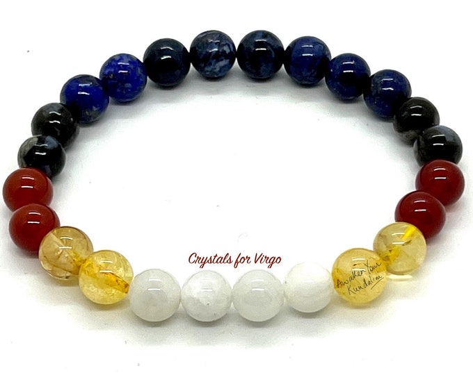 VIRGO Healing Crystal Chakra Bracelet for Women Men, 12 Zodiac Signs Bracelet, Constellations Bracelet, Bead Bracelet, Beaded Bracelet