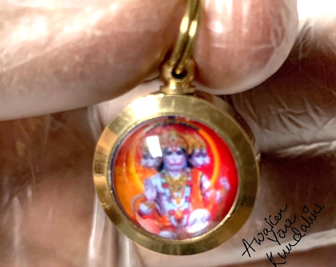 Cyber Monday Sale Sri Panchmukhi Hanuman Yantra Kavach Pendant Amulet - Blessed & Energized Beautifully Engraved Enameled Laminated Yantra