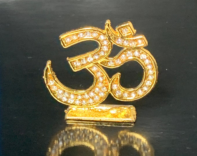 Gold Aum Om Charm Religious Spiritual Gift Disc with Om, Gold Flower Disc, Yoga Lover, Symbolic, Spiritual, Amulet, Lotus Buddhist Gift