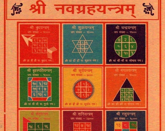 Energized Ashtadhatu Shri Navgrah Yantra Yantram Amulet Activated Siddh Pran pratishthit  Nine Planets Yantra 3.25'' x 3.25''Christmas