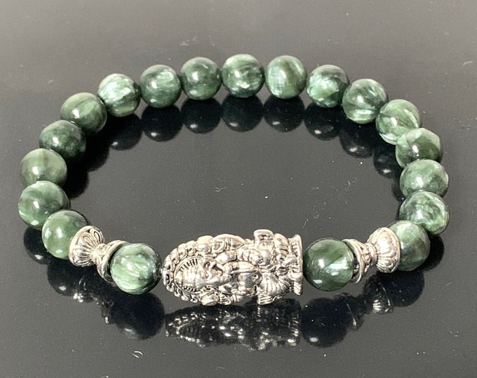 AAA grad Seraphinite Healing Crystal Bracelet, Meaningful Jewelry, Natural Seraphinite Bracelet for Him and Her, Spiritual gift, Clairvoyant