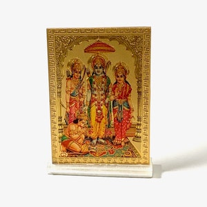 Ram Darbaar - Lord Rama, Sita, Lakshman & Hanuman Ji - Small Acrylic Photo Frame Picture for office, car, bedroom, kitchen..Christmas
