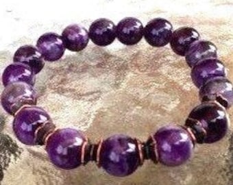 Amethyst Crystal Bracelet, Stress Relief Gift for Her, Anxiety Crystals, Protection Bracelet, February Birthstone Bracelet, Energy Bracelet