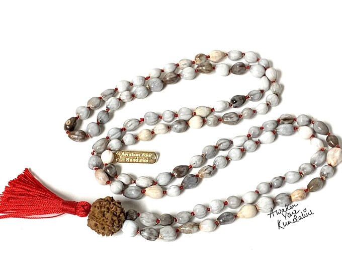Vaijayanti Mala Beads Necklace, Vaijanti seeds beads 108 India Prayer mala, Job's tears mala, 108 Prayer beads, Hindu buddhist tibetan mala