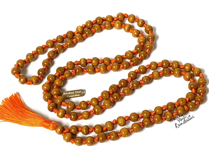 108 Tulsi Holy Basil Hand Knotted Mala Beads Necklace Karma Nirvana Meditation Prayer Beads, For Awaken Your Kundalini, Gifts For Him