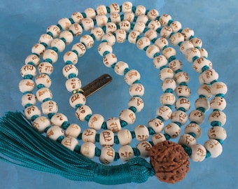 8 mm Tulsi Holy Basil Hare Rama Krishna Hand Knotted Mala Beads Necklace Energized Karma Nirvana Meditation 108+1 Beads For Awakening Chakra