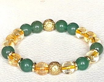 Energized Citrine Beaded Bracelet Aventurine citrine bracelet natural AAA citrine untreated unheated healing bracelet raw citrine stone