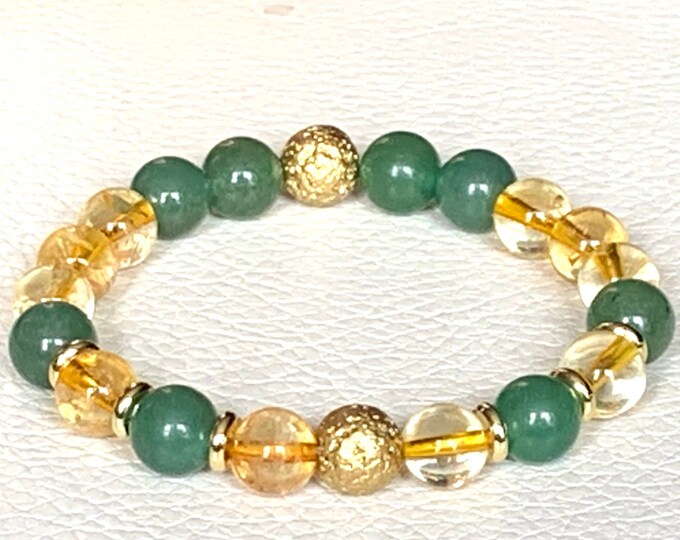 Energized Citrine Beaded Bracelet Aventurine citrine bracelet natural AAA citrine untreated unheated healing bracelet raw citrine stone