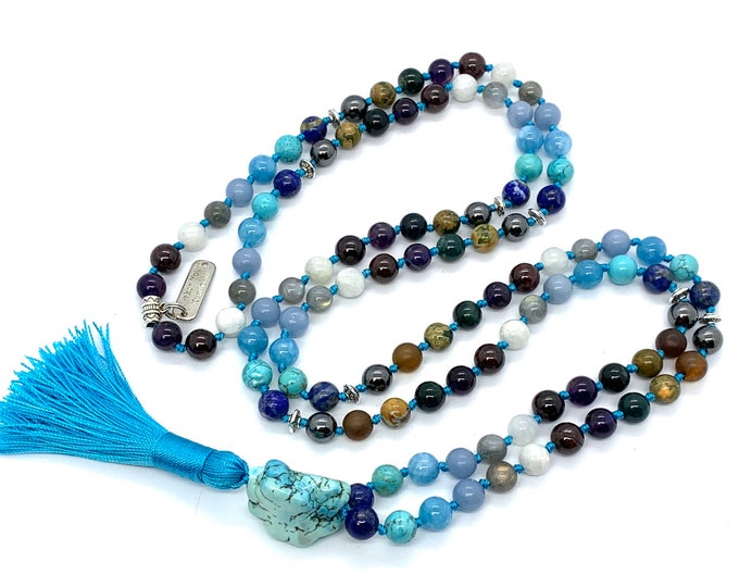 The Ultimate Aquarius mala,Zodiac mala, Aquarius sunsign necklace, astrological, Aquarius mala beads necklace, 108 mala beads for Aquarians