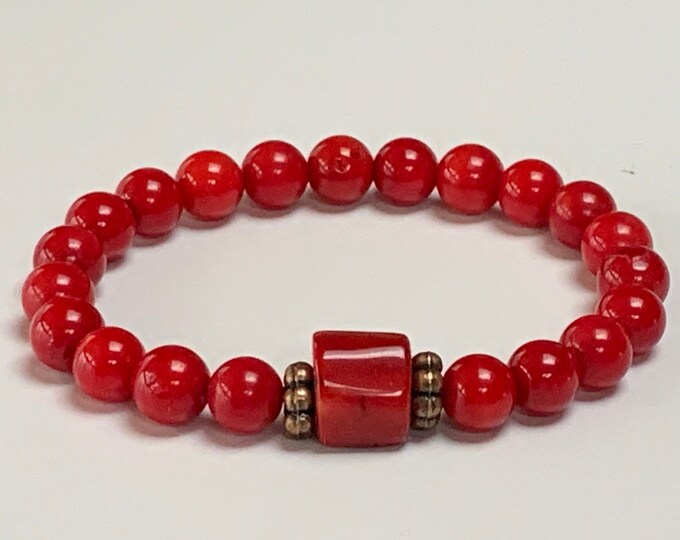 Red Coral bracelet Dainty layering bracelet Minimalist Love Courage Overcoming fear Opens Heart Chakra Passion Happiness bracelet women men