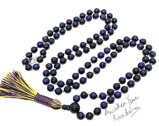 Purple Tiger's Eye Mala Beads  Necklace || Men's Beaded Necklace Jewelry