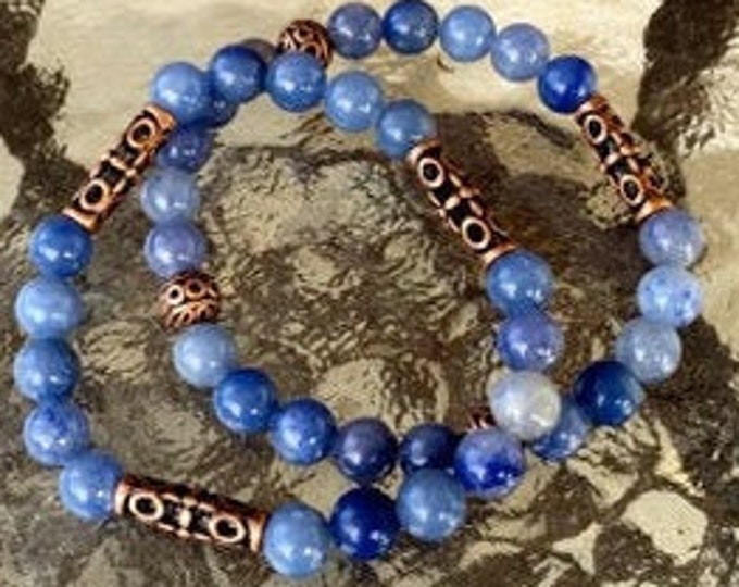 Aventurine Wrist Mala, Yoga Bracelet, Chakra Balancing Bracelet, Karma Mala, Energized Bracelet, Prayer Beads, Healing Bracelet - Set of 2
