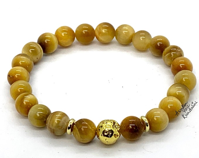 AAA Golden Gold Honey Tiger Eye Tigers Eye Crystal Bracelet Jewelry Honey Tiger Eye Bracelets for Women, Natural Gemstone BraceletChristmas