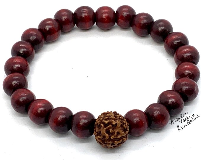 7 Mukhi Rudraksha Shakti Bead Bracelet, Rosewood Wooden Mala Bracelet