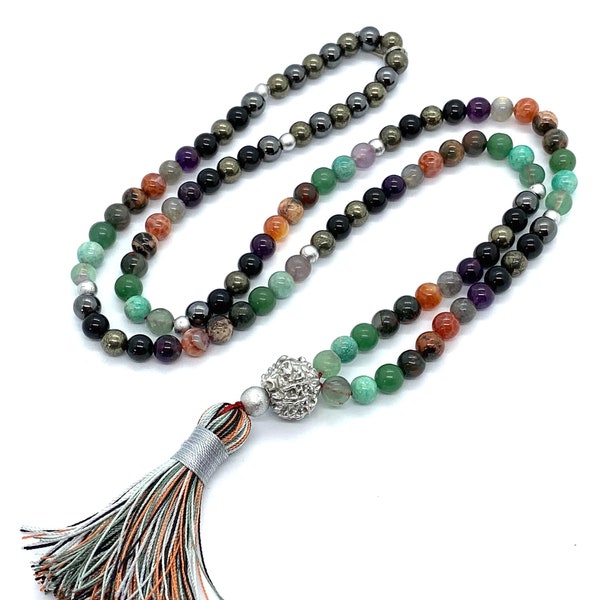 EMF Protection crystals mala beads necklace energy aura protection total energy and psychic protection destroy chemtrails chembuster