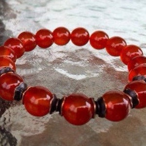 Burnt orange Carnelian bracelet. Feminine stone bracelet. Talisman of luck. Stacking jewelry gift for women / 8mmChristmas
