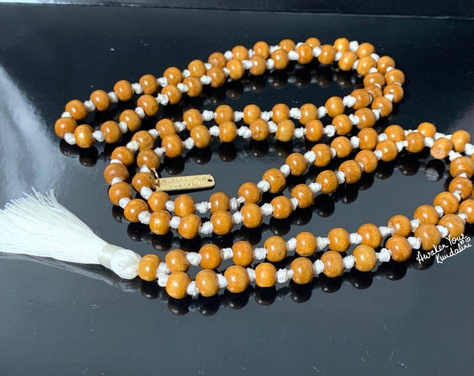 108 Tulsi Holy Basil Hand Knotted Mala Beads Necklace Karma Nirvana Meditation Prayer Beads, For Awaken Your Kundalini ChakraChristmas