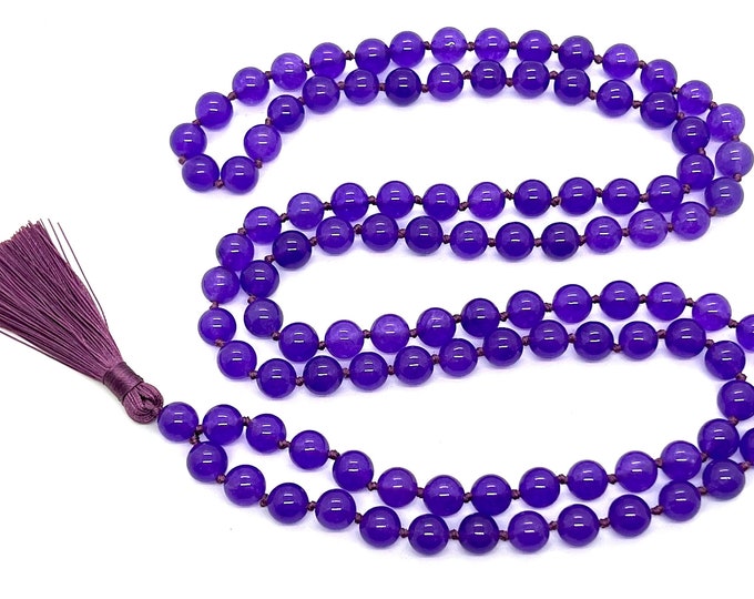 108 Beads Healing Mala Necklace, 7 Chakra Tassel Necklace, Meditation Spiritual Protection Necklace,Natural Stone Mala Prayer Beads Necklace