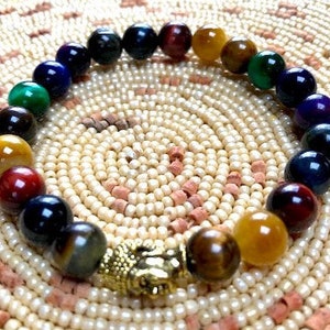 Tiger Eye Blue Tigers Eye, Bracelets for Women, Mens Bracelet Men Blue Tiger Eye, Red Tiger Eye, Unisex, Yellow Tigers Eye, Purple, Green image 1