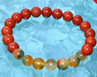 8mm Red Jasper Bracelet, Brecciated Jasper Jewelry, Root Chakra Bracelet, Healing Crystal Bracelet for Men Women, Yoga BraceletChristmas