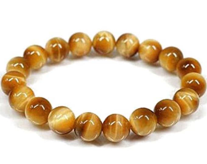Golden Tiger Eye Bracelet - Handmade TigerEye Bead Bracelet for Men and Women - available in 8mm and 10 mm bead size