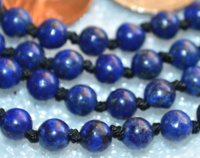 108 Lapis Lazuli Hand Knotted Mala Beads Necklace