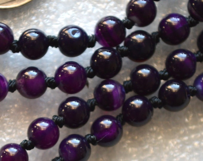 Amethyst Necklace, 108 Beads Necklace, Energized, Dark Purple, Yoga
