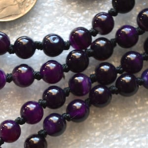 Amethyst Necklace, 108 Beads Necklace, Energized, Dark Purple, Yoga