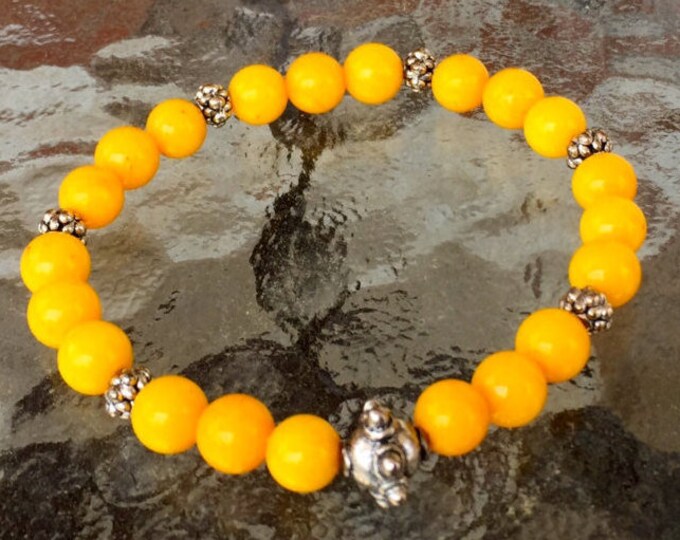 8mm Yellow Jade Wrist Mala Beads Healing Bracelet - Blessed Karma Nirvana Meditation Prayer Bead For Awakening Chakra KundaliniChristmas