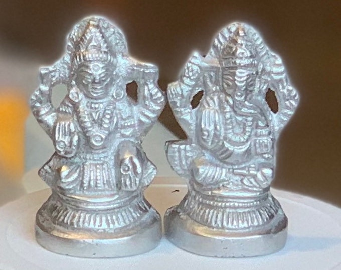 Shri Lakshmi, Ganesha Idol Pure silver Parad gift items Pooja Items, Mercury, Return Gift for Navaratras, Diwali, Wedding and Housewarming