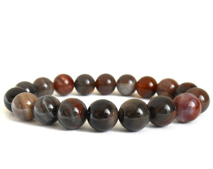 AAA Grounding Bracelet, Petrified Wood jewelry, protection bracelet, mens chakra, beaded bracelet men, nature lover gift, fossilChristmas