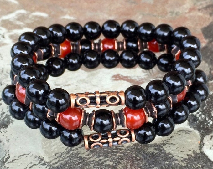 Black Red Onyx Wrist Mala his and her friendship bracelet long distance relationship gifts for best friends gift for boyfriend girlfriend