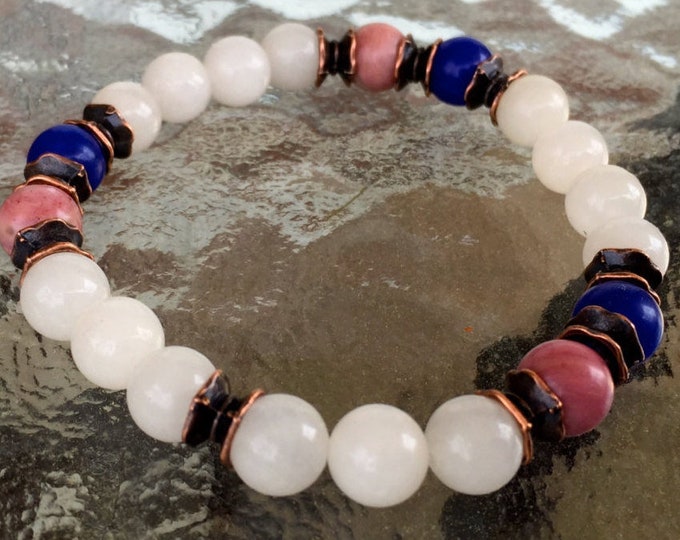 Rhodonite Bracelet, Fertility Bracelet, Healing Crystals and Stones Jewelry