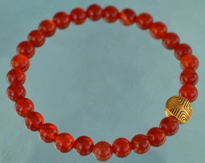 Natural Red Carnelian bracelet Wrist Mala Beads Healing Bracelet beaded yoga gemstone boho reiki red bracelet stacking dainty gold bracelet