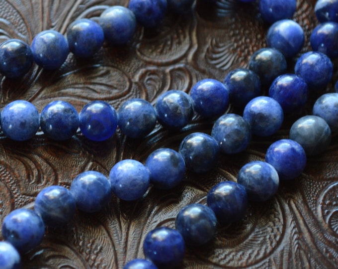 108 Blue AAA Sodalite Mala Beads Necklace crystal healing, sodalite crystal, blue white sodalite, reiki stone, Karma Nirvana Meditation bead