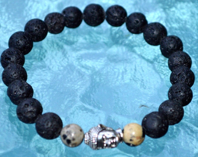 Mens Lava Bracelet Lava Bracelet Black Lava Rock Bracelet Men 8 mm Beaded Bracelet Gemstone Jewelry For Men Volcano Bracelet Classic Black