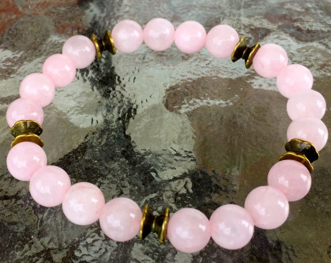 Pink Jade Wrist Mala, Nirvana Chakra Balancing Bracelet, Energized Bracelet, 8 mm, Prayer Beads, Healing Bracelet, Meditation BeadsChristmas