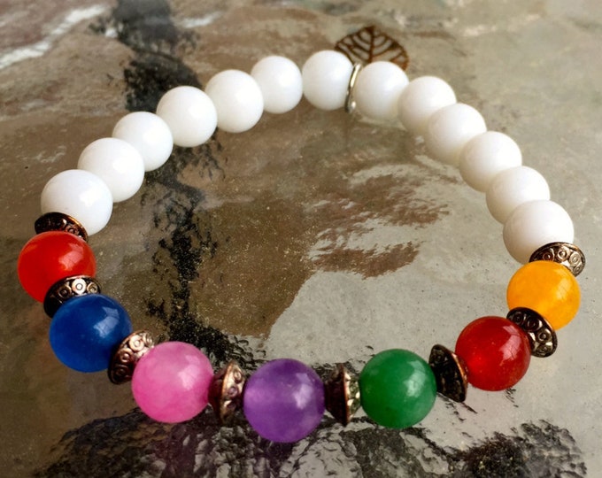 Chakra Bracelet, Jade beads Wrist Mala, Blessed Bracelet, Energized Bracelet, 8 mm, Prayer Beads, Healing Bracelet, Peace, HarmonyChristmas