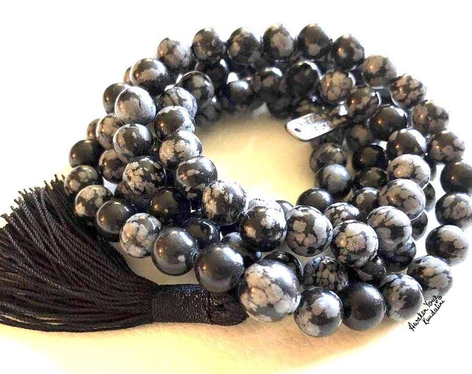Dragon glass Beaded Necklace Obsidian Mala Necklace November Birthstone Necklace son gift for brother men husband dad bff boyfriend fiancee