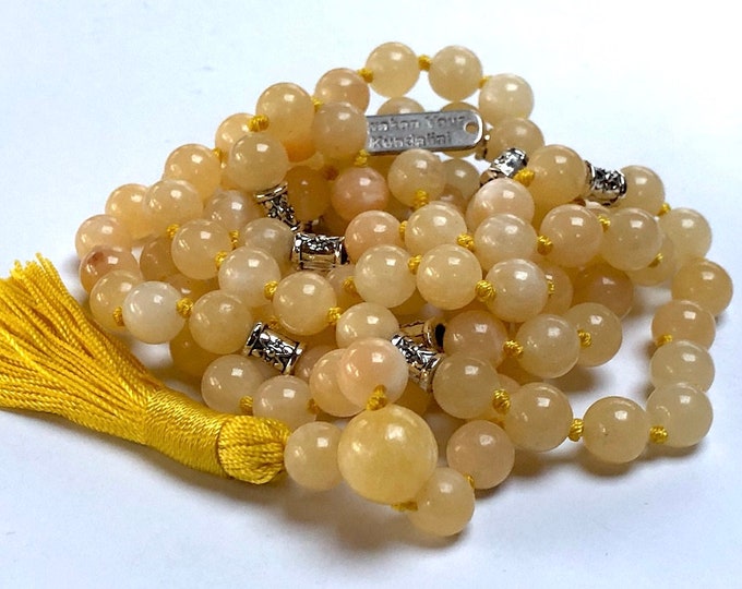 Cyber Monday Sale 8 mm AAA Grade Yellow Calcite Mala Beads Necklace, Calcite Jewelry, Calcite Wrap Mala, Calcite knotted mala beads,