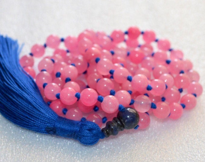 Rose Quartz Mala, Mala Beads Necklace, Fertility Necklace