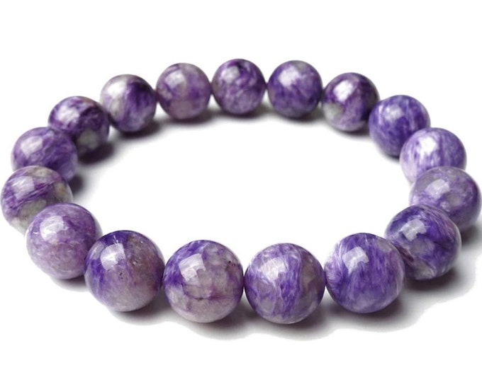 Genuine Charoite Gemstone Bracelet  || 8mm Bead || Stretch Bracelet || AAA Charoite Bracelet Fear || Charoite || Purple Gifts