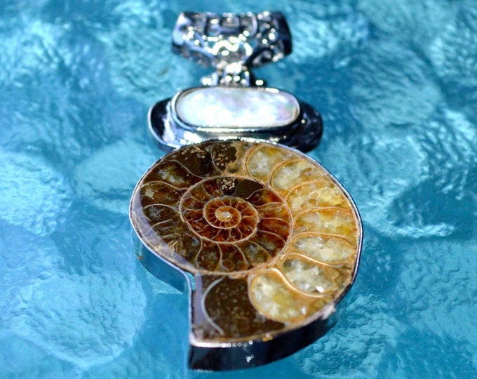 Ammonite Fossil Snail Shell Ammonite Fossil Necklace / Ammonite Necklace / Silver Ammonite Necklace / Ammonite Pendant / Prehistoric Relic