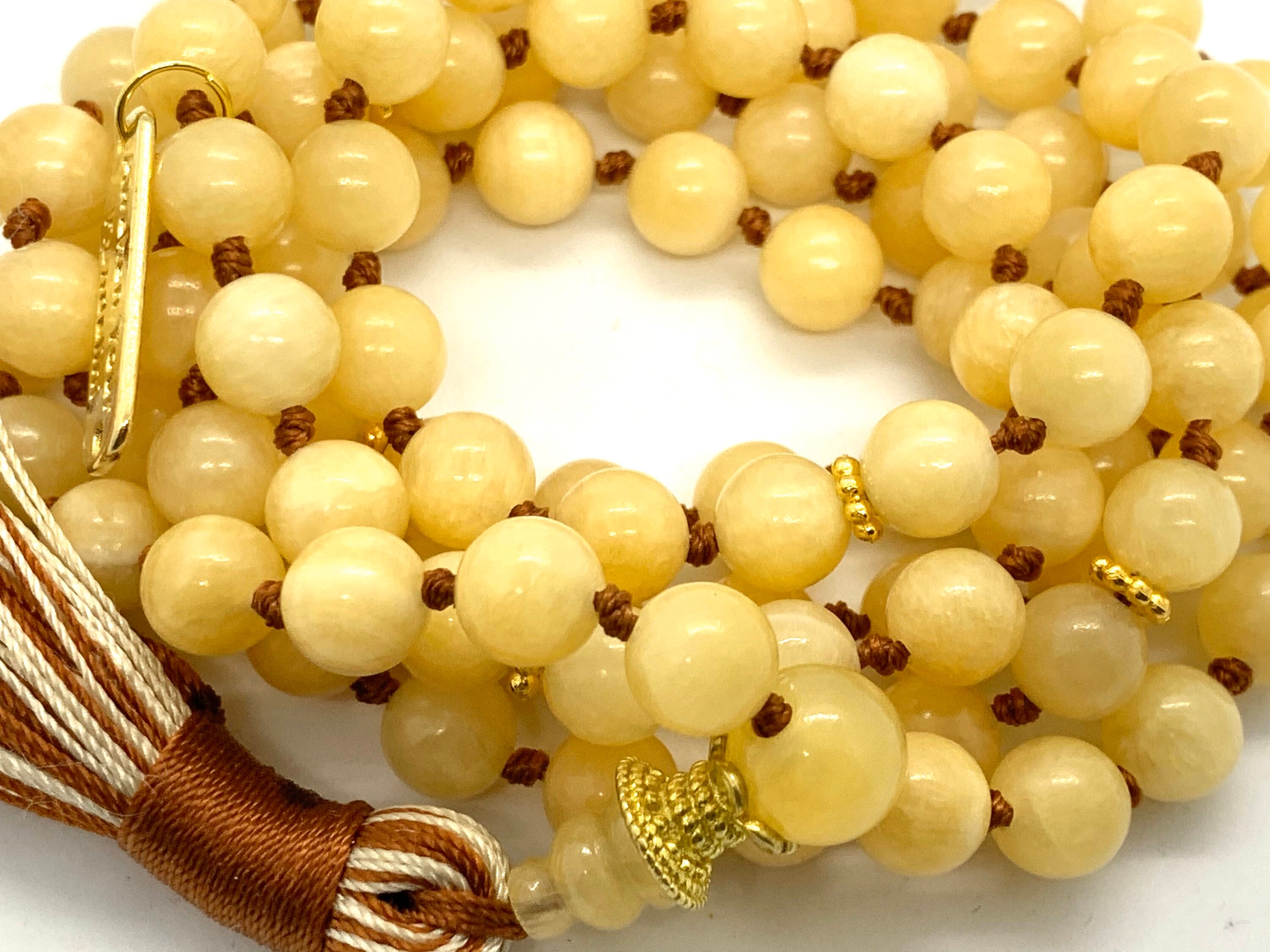8 mm AAA Grade Yellow Calcite Mala Beads Necklace, Calcite Jewelry