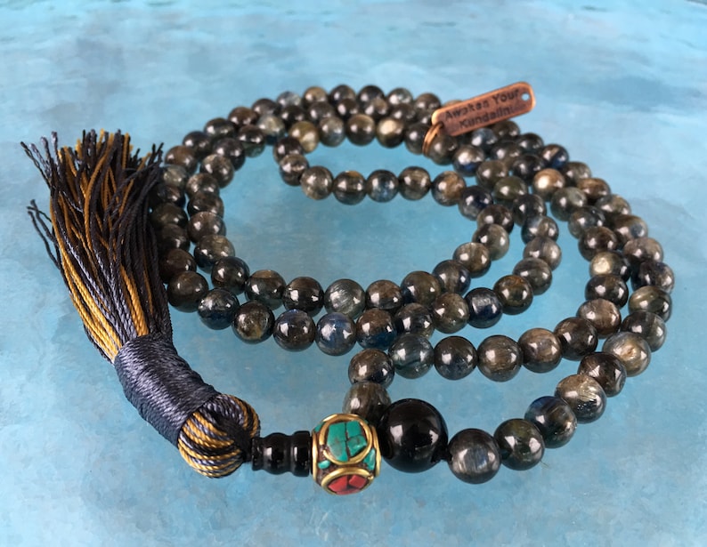 6-7 mm AAA Grade Kyanite Mala Beads Necklace Kyanite knotted Healing Mala Beads Energized 108 Genuine Kyanite Gemstone Ma kyanite Jewelry